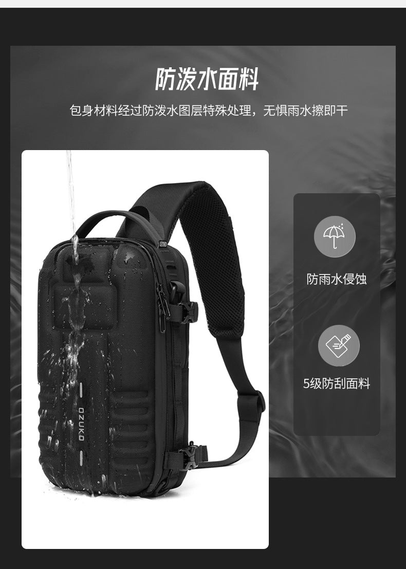 OZUKO EVA Hard Shell Chest Bag Men's Crossbody Bag Tactical Functional Waterproof Large Capacity Outdoor Cycling Bag