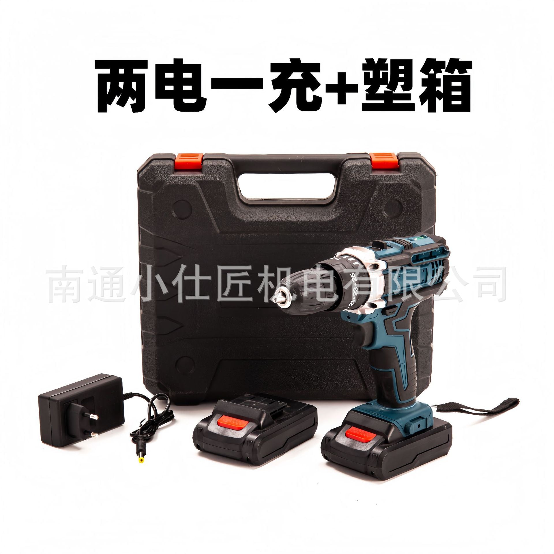 Cross-Border Cordless Drill One Battery One Charger Dual-Speed Brushless Rechargeable Impact Drill Household High Power Export Amazon Model