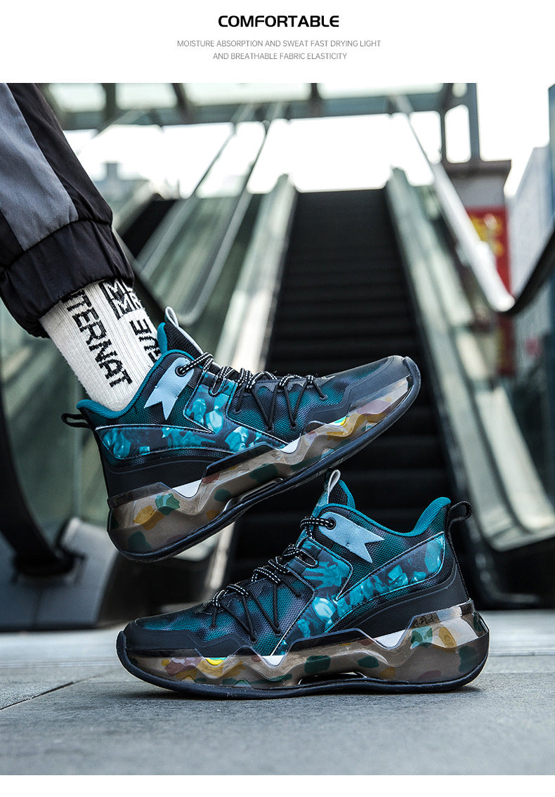 2025New National Era Men's Shoes Fashion Sports Shoes Youth High Elasticity Cushioning Anti-Slip Wear-Resistant Trendy Basketball Shoes