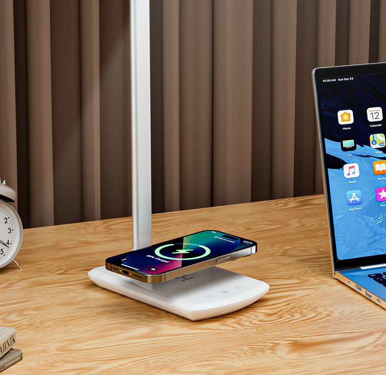 Factory Wholesale LED Smart Folding Desk Lamp Three Color Temperature Mobile Phone Wireless Charging Lighting Lamp Reading Eye Protection Lamp