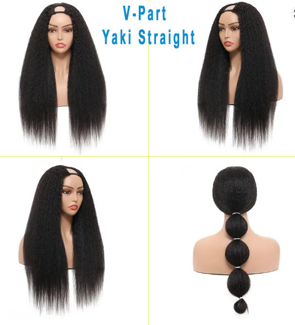 Factory Direct Sale V-part Yaki Straight Wig For Women
