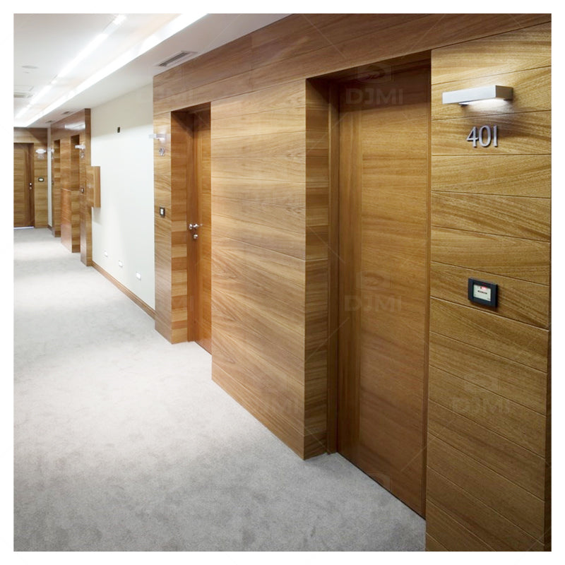 Foshan Manufacturer Custom High Quality Walnut Wood Design Hotel Room Sound Insulation Fire Solid Wood Interior Door