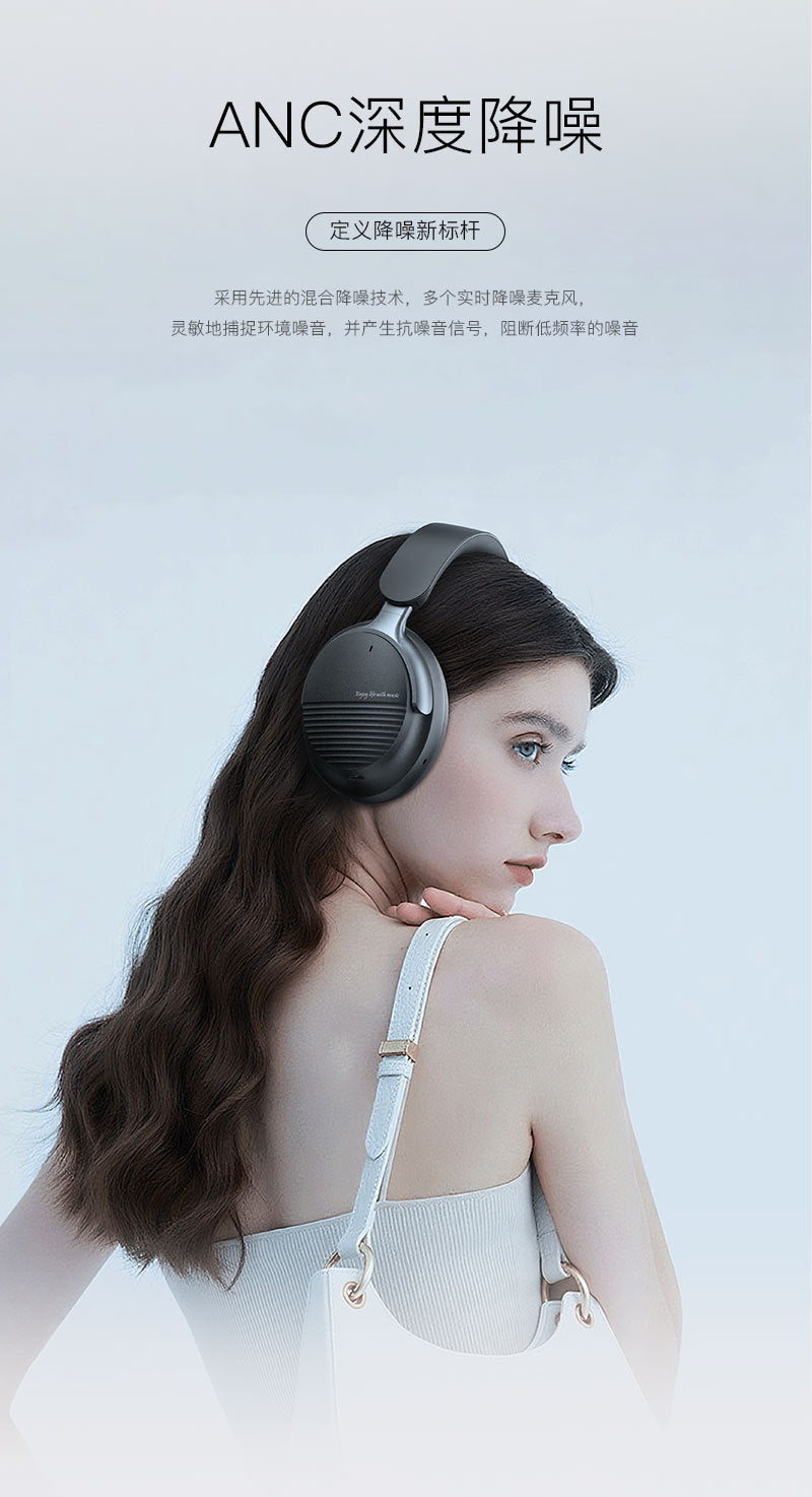 Head-mounted Bluetooth Wireless Earphones ANC Noise-canceling Sports Earbuds Simple, ultra-long battery life, comfortable to wear