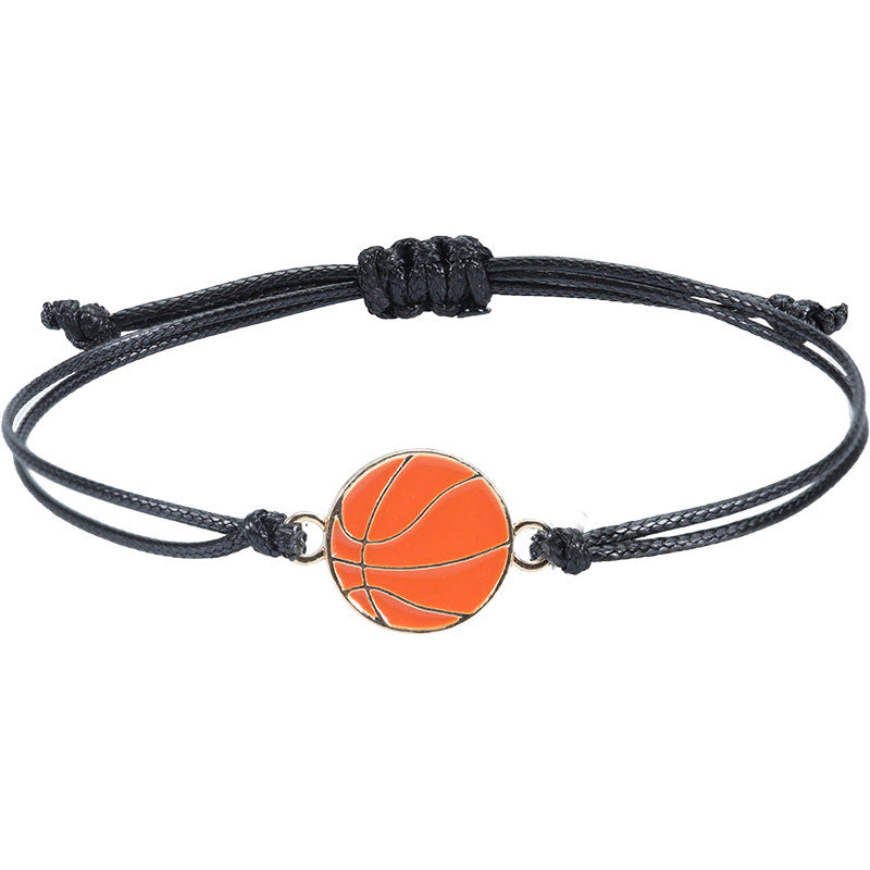 Basketball Wax Line Simple Bracelet Men's Holiday Gift Football Baseball Alloy Pendant Fan Sports Woven Bracelet