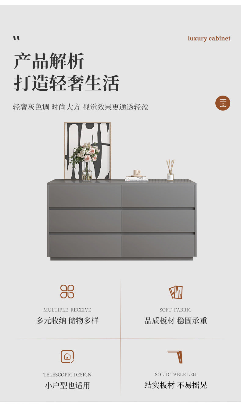 E0Grade European Pine Cream Style Chest of Drawers Simple Drawer Cabinet Bedroom Wall Storage Four-Drawer Cabinet Bedside Cabinet Sideboard