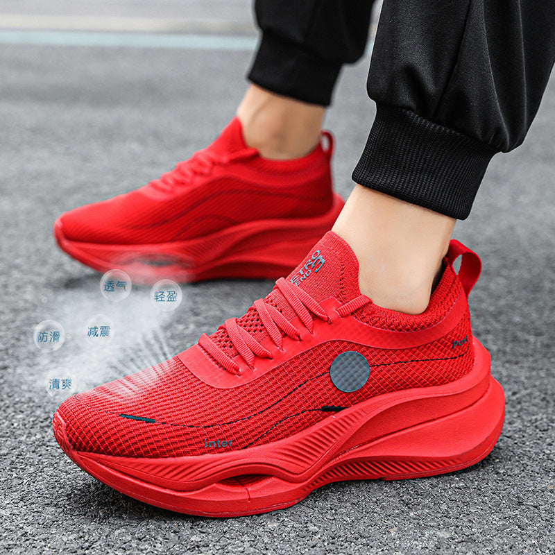Summer Fly Electric Rebound Shock Absorption Running Shoes Men's Shoes Fly Weave Breathable Comfortable Physical Exam Training Marathon Sports Shoes