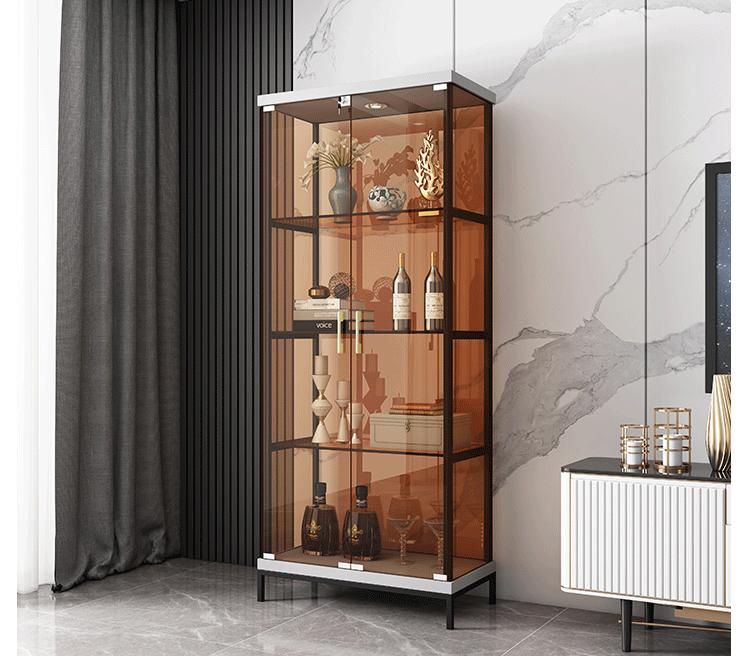 Simple Wine Cabinet Wall-Mounted Living Room Modern Simple Glass Storage Cabinet Home Storage Cabinet Light Luxury High-End Display Cabinet