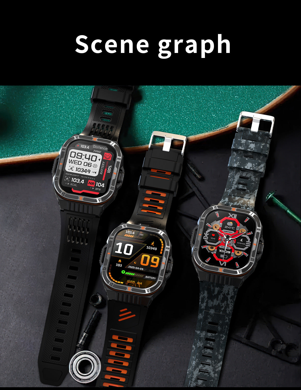 HT38Smart Watch Bluetooth Call Heart Rate Pedometer Sleep Flashlight Deep Waterproof Large Battery Three-Proof Sports