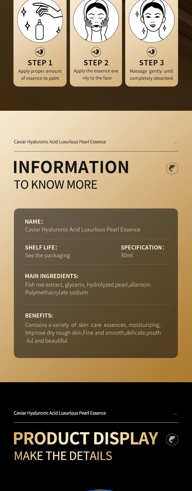 Caviar Pearl Essence30mlSADOER Hyaluronic acid hydrating moisturizing wholesale for cross-border trade