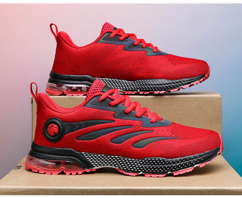 Men's Sports Casual Shoes Marathon Extra Large Size Cushion Shoes Flyknit Four Seasons Rubber Wear-resistant Non-slip Sports Shoes