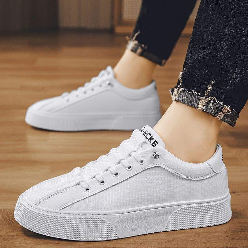 Summer2025New Men's Shoes Ice Silk Breathable White Shoes Men's Thick Sole Non-Slip Lightweight Trendy Versatile Sneakers