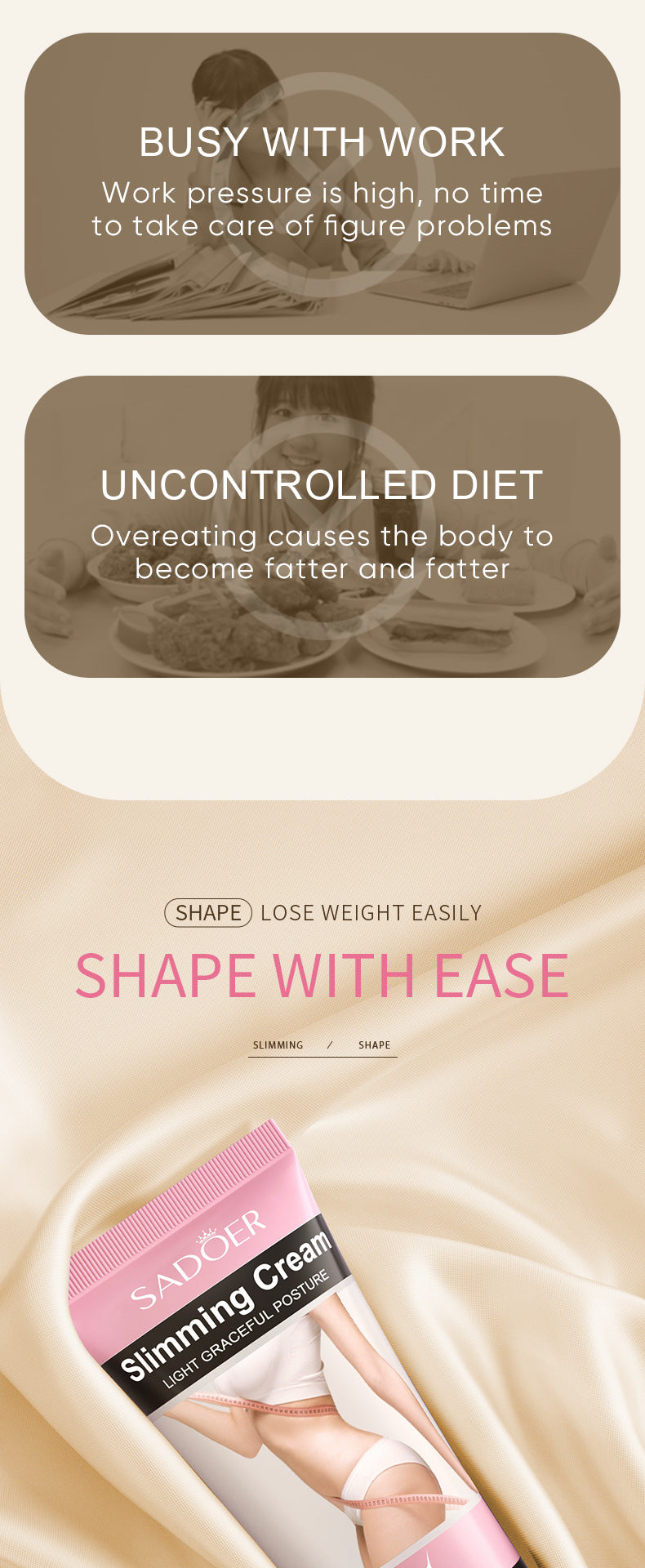 Full English Slimming Cream SADOER Body Shaping Care Products  Foreign Trade Live Streaming Skincare Manufacturer Wholesale