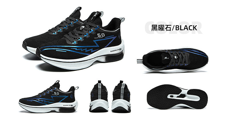 Carbon Plate Running Shoes Mesh Ultra-light Breathable Sports Shoes Men Couple All-match Casual Popcorn Running Shoes Breathable Lightweight