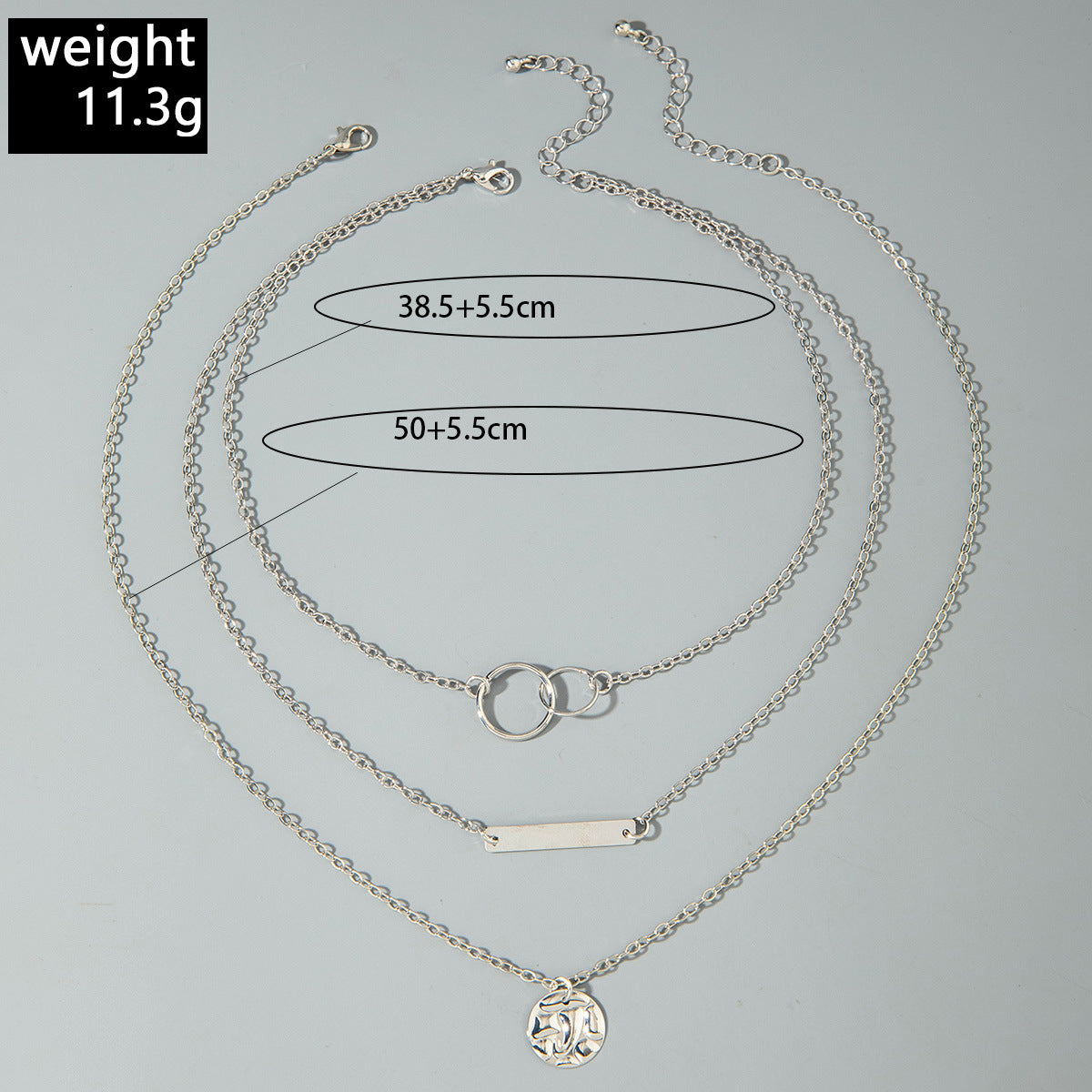 European and American Fashion Collarbone Chain Round Pendant Tassel Multi-layer Stacking Necklace Layered One-word Necklace3Set