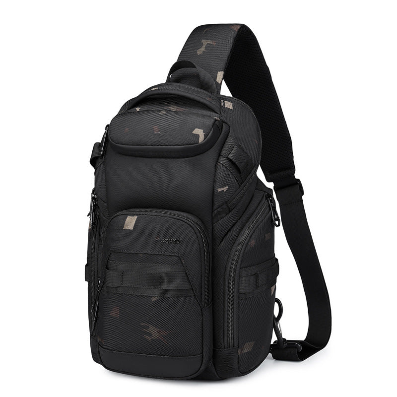 OZUKO Men's Chest Bag Waterproof Large Capacity Multifunctional Crossbody Bag Trendy Portable Lightweight High-end Feel Single Shoulder Bag