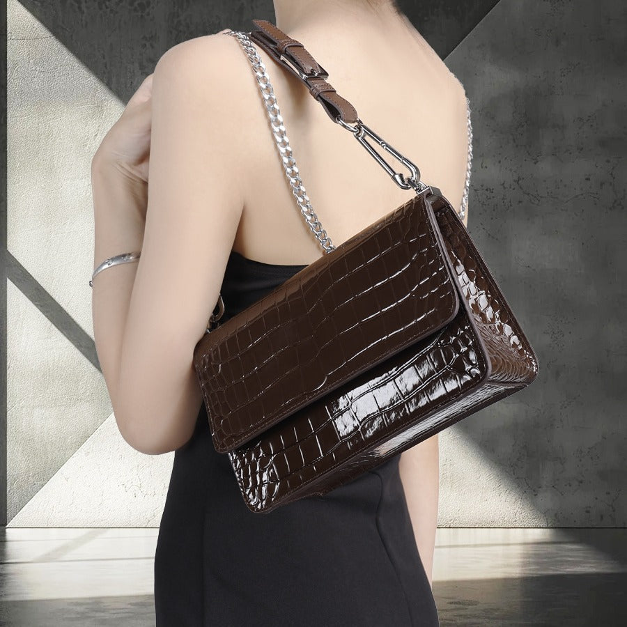 European and American Retro Trend Underarm Women's Bag Crocodile Pattern Single Shoulder Bag Versatile Fashion Crossbody Women's Bag
