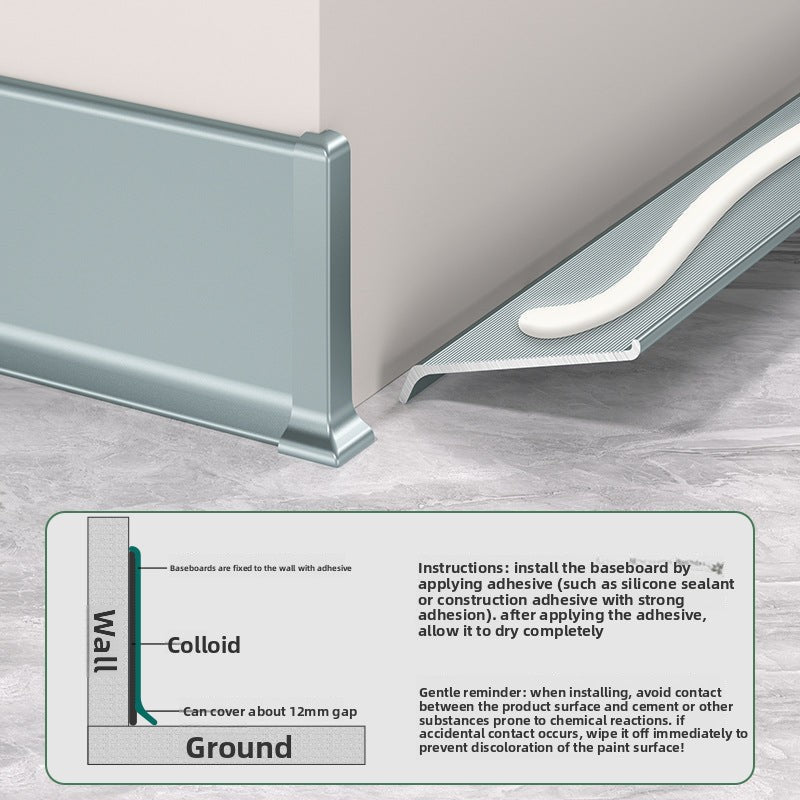 Aluminum alloy baseboard minimalist and ultra-thin4/6/8cm Self-adhesive, no-drill stainless steel metal baseboard wholesale