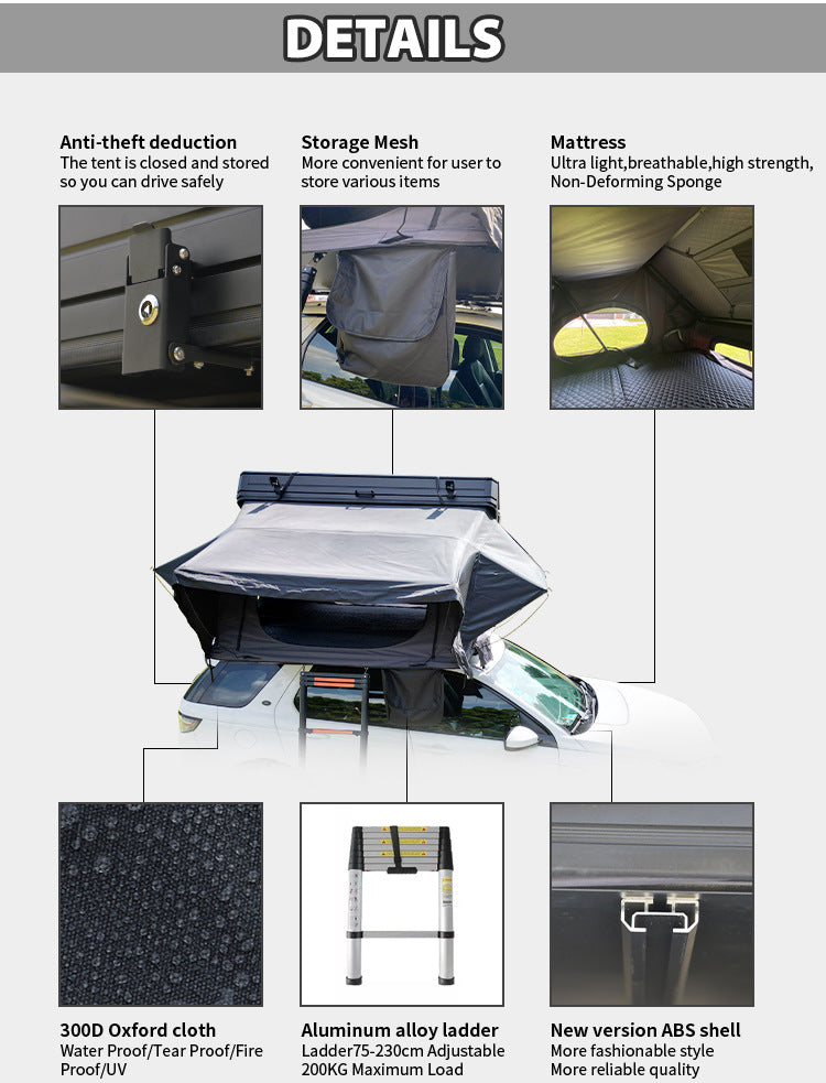 New Full Aluminum Alloy Roof Tent Car Travel Hard Shell Car Tent Outdoor Camping Self-Driving Tour Roof Tent