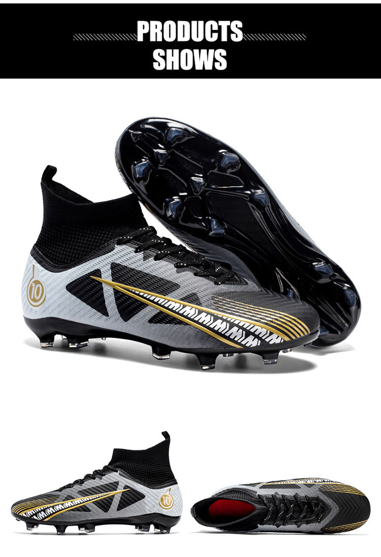 World Cup Football Shoes Men's High Top Long Spike Lawn Broken Spike Youth Student Competition Training Shoes