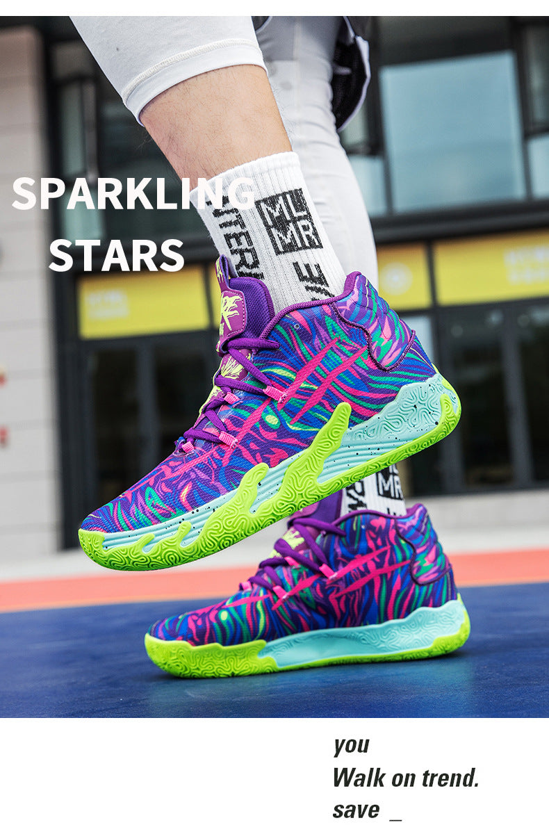 New Mid-Calf Professional Basketball Shoes Outdoor Practical Breathable Couple Shoes Thick Sole Non-Slip Unisex Shock Absorption Sports Shoes