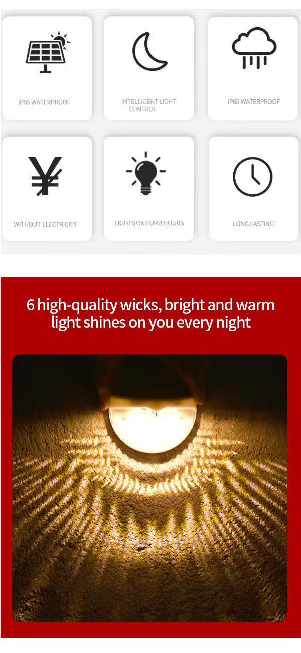 Solar Fence Light Semi-circular Step Light6LED Garden Balcony Wall Lamp Fence Courtyard Decorative Wall Lamp Outdoor