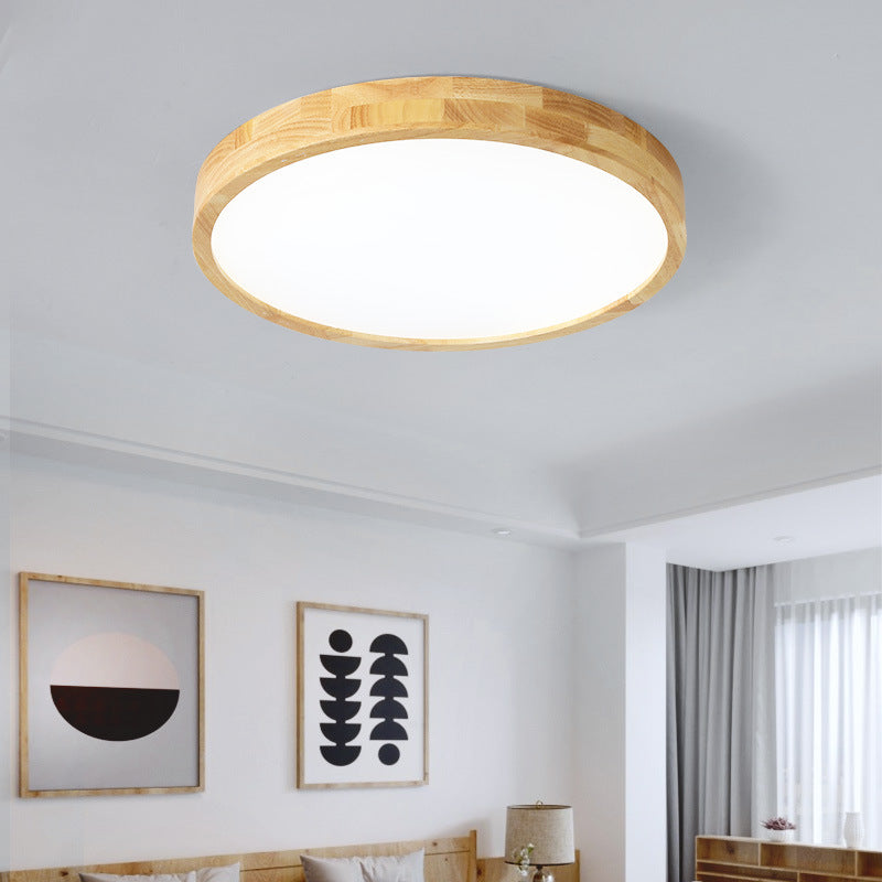 Log LED Ceiling Light Simple Modern Living Room Master Bedroom Dining Room Study Balcony Elegant Solid Wood Japanese Style Lighting