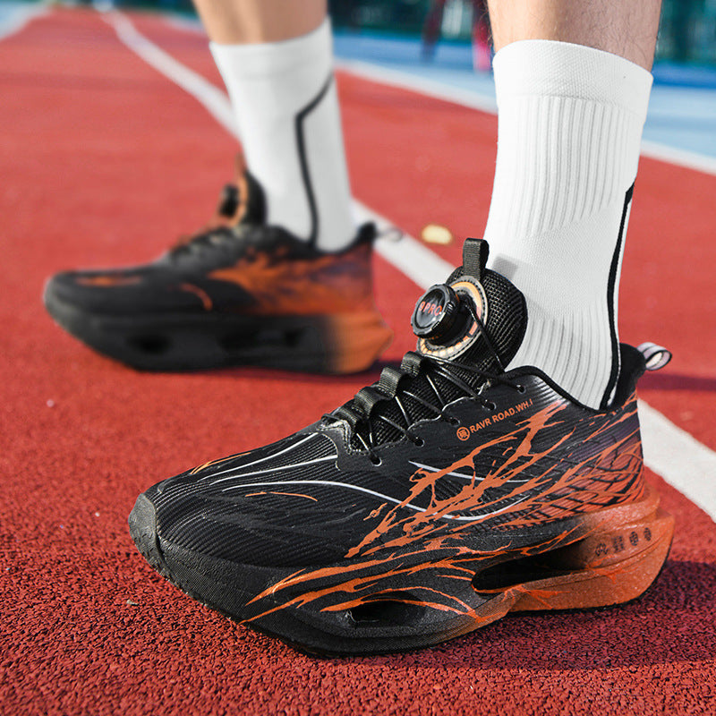 Autumn Winter Double Mesh Thickened Comfortable Rotating Buckle Fluorescent Versatile Running Shoes Youth Carbon Plate Really Soft Sole Sports Shoes