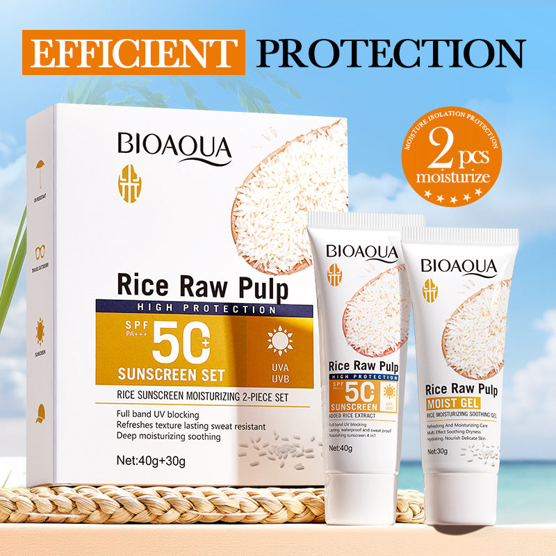 BIOAOUA Rice Puree Sunscreen Moisturizing Care2Set of Isolation Sunscreen Cream  Wholesale
