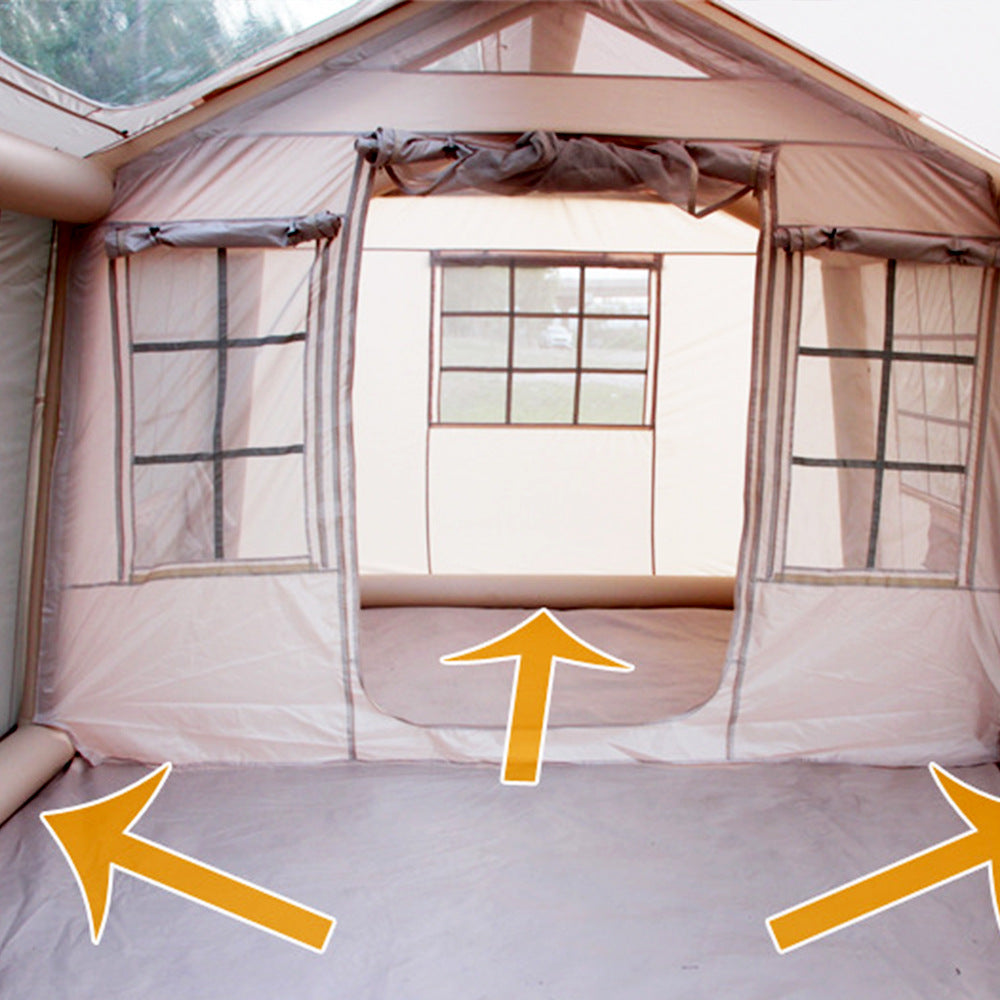 12Square Camping Inflatable Tent Outdoor Camping Two Rooms One Hall Tent Canopy Rainproof Exquisite Camping Cabin