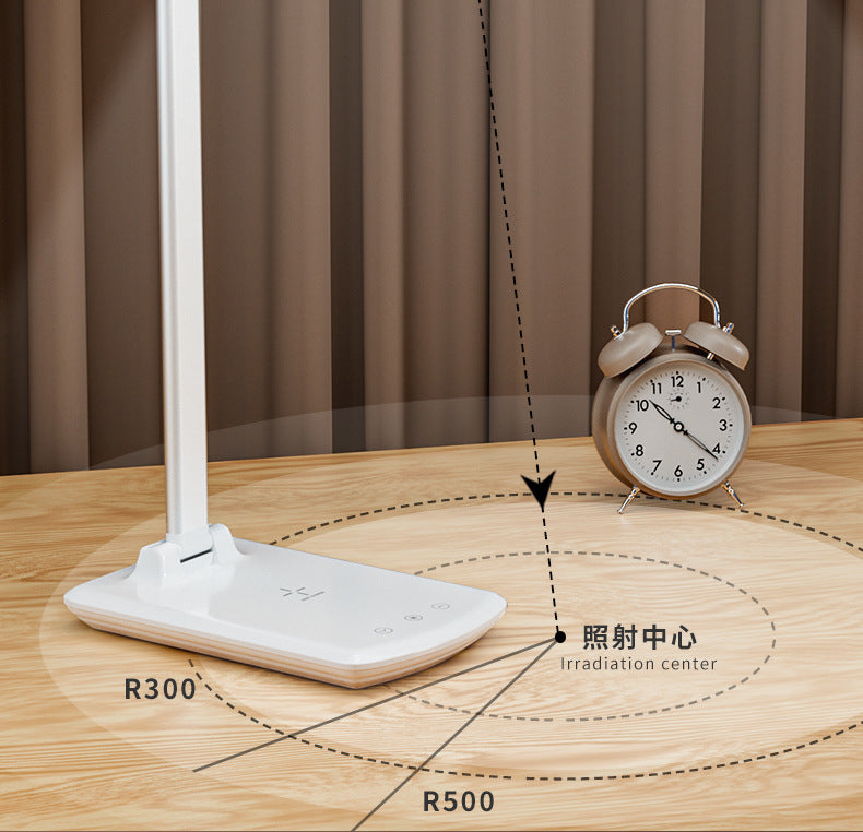 LED Table Lamp Folding Three-speed Adjustment Smart Eye Protection Lamp Mobile Phone Wireless Charging Bedroom Bedside Reading Lighting Lamp