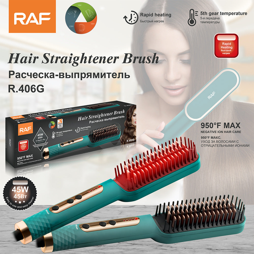 RAF EU Standard Hair Straightening Brush Non-Damaging Hair Straightening and Curling Dual-Use Electric Curling Iron Hair Straightener for Home Use