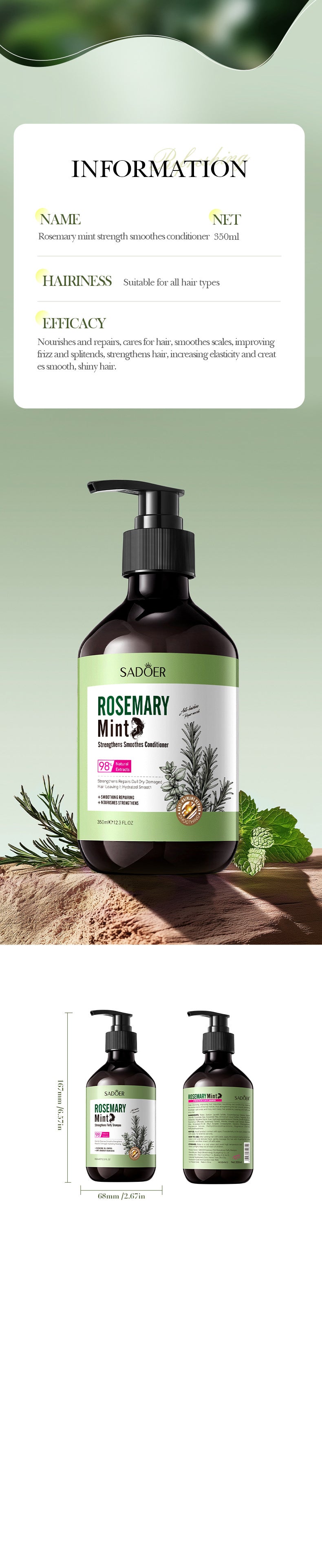 Peppermint Rosemary Essential Oil SADOER Strong and Smooth Conditioner Cross-Border Wholesale