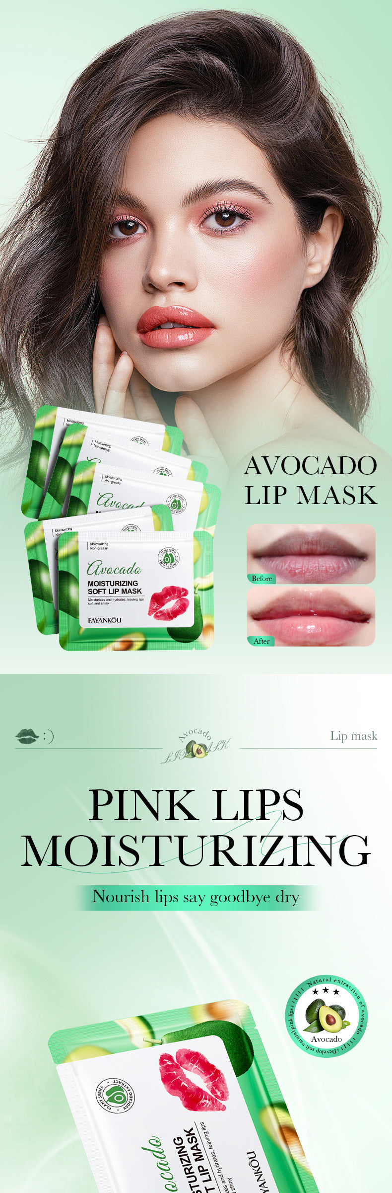 Plant and Fruit Lip Mask Series FAYANKOU Moisturizing Anti-Chap Hydrating Lip Patches Cross-Border Wholesale