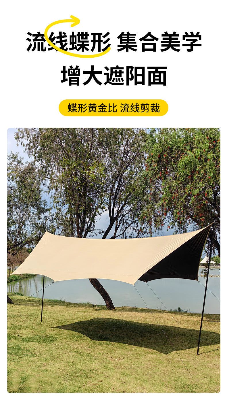Camping Vinyl Canopy Tent Outdoor Butterfly Large Tarp Camping Gear Rainproof Sunshade Shelter