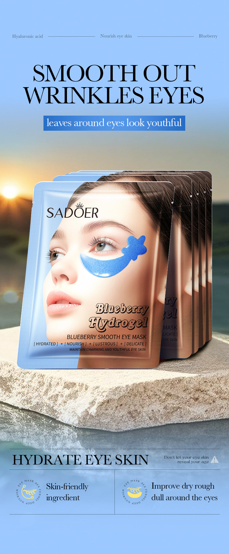 Full English Blueberry Fruit Smooth Eye Mask SADOER Moisturizing and Nourishing Eye Mask Patches  Wholesale