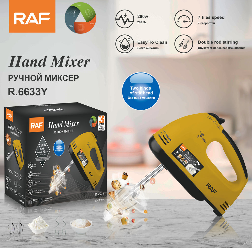 RAF European and American Regulations7Electric Egg Beater Household Handheld High-Power Egg Mixer Dough Kneading Baking Blender