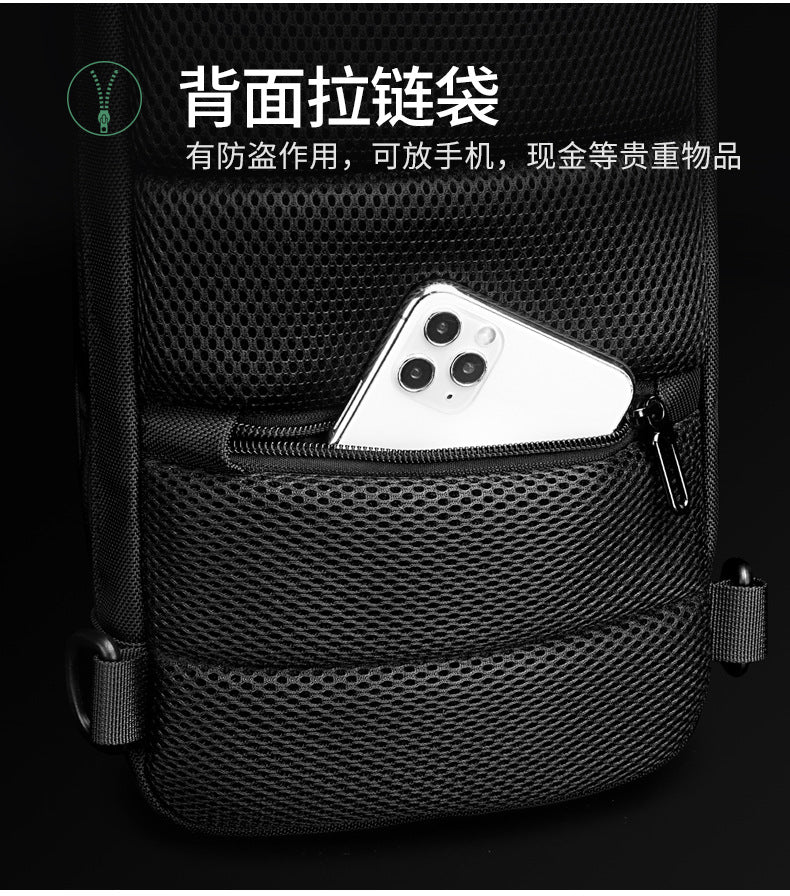 OZUKO Men's Functional Chest Bag Waterproof Crossbody Bag Multifunctional Shoulder Bag Outdoor Sports Large Capacity Trendy Bag