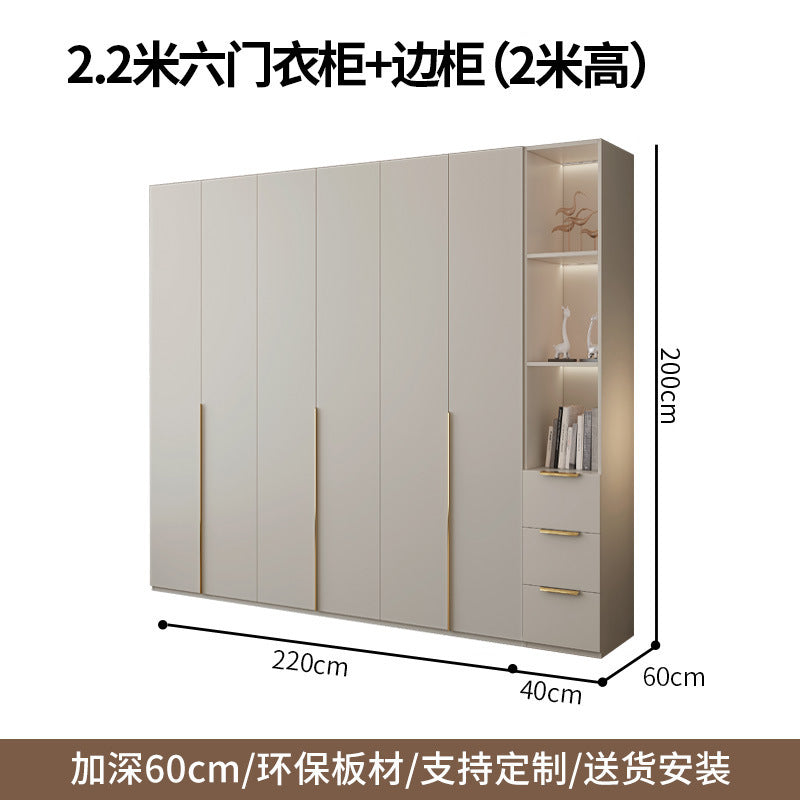 Cream Style Solid Wood Wardrobe Modern Simple Bedroom Storage Cabinet One Door to Ceiling Economical Small Apartment Home Large Wardrobe