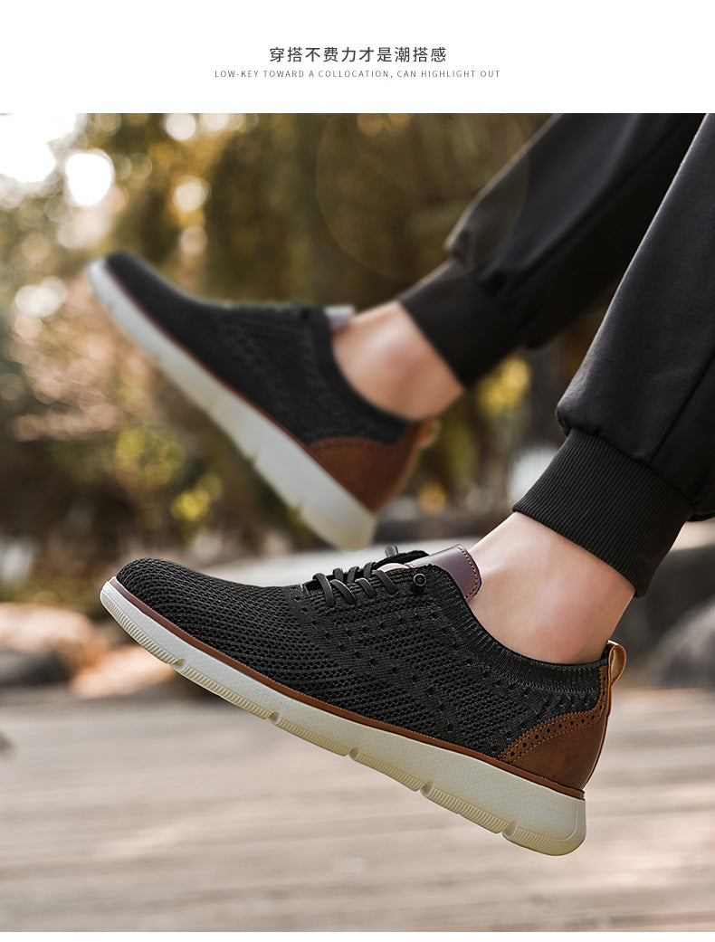 Foreign Trade Large Size Men's Shoes Lightweight Casual Sports Shoes Breathable Flyknit Mesh Loafers One-Piece Dropshipping Fashion Versatile