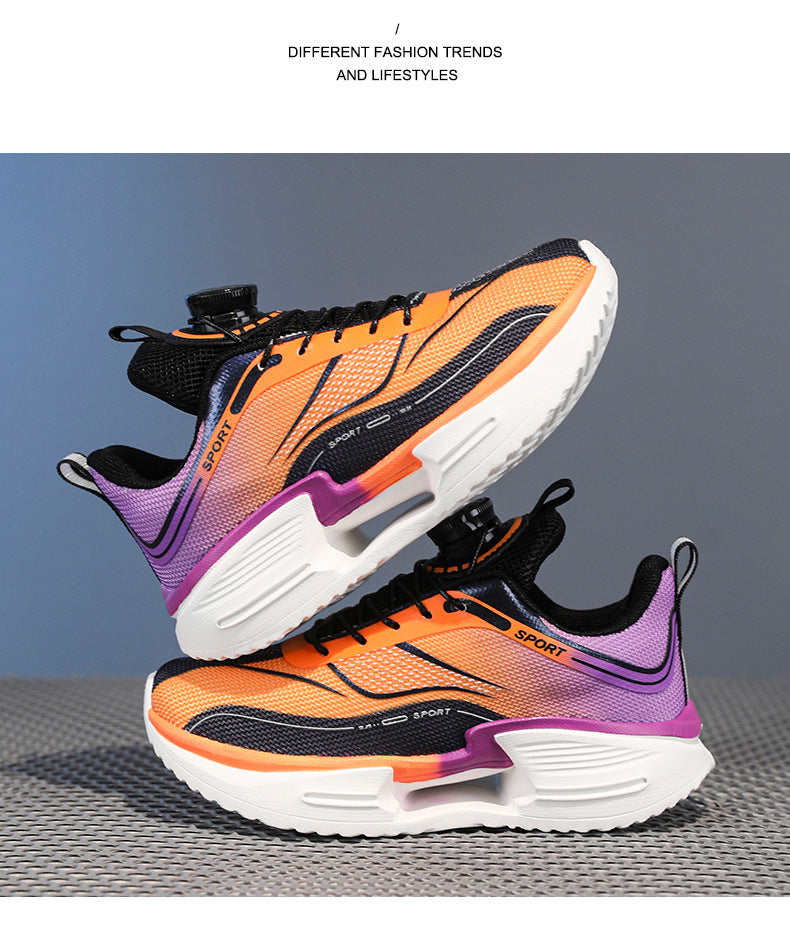 Summer Youth Breathable Mesh Rotating Button Sports Shoes Comfortable Soft Sole Men's Shoes Lightweight Non-Slip Children's Running Shoes