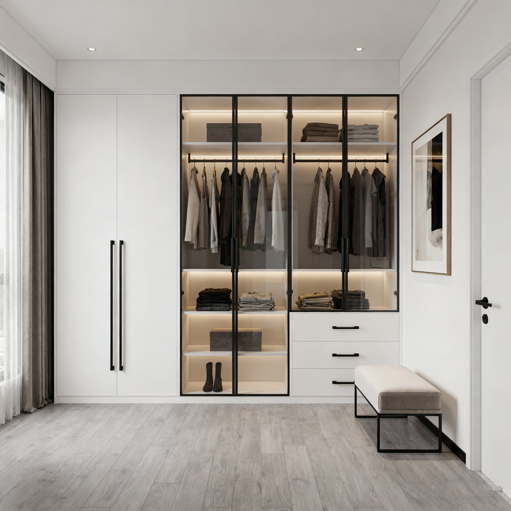 Foshan Guangzhou Whole House Custom Aluminum Alloy Home Bedroom Cloakroom Wardrobe Modern Minimalist Light Luxury Source Factory