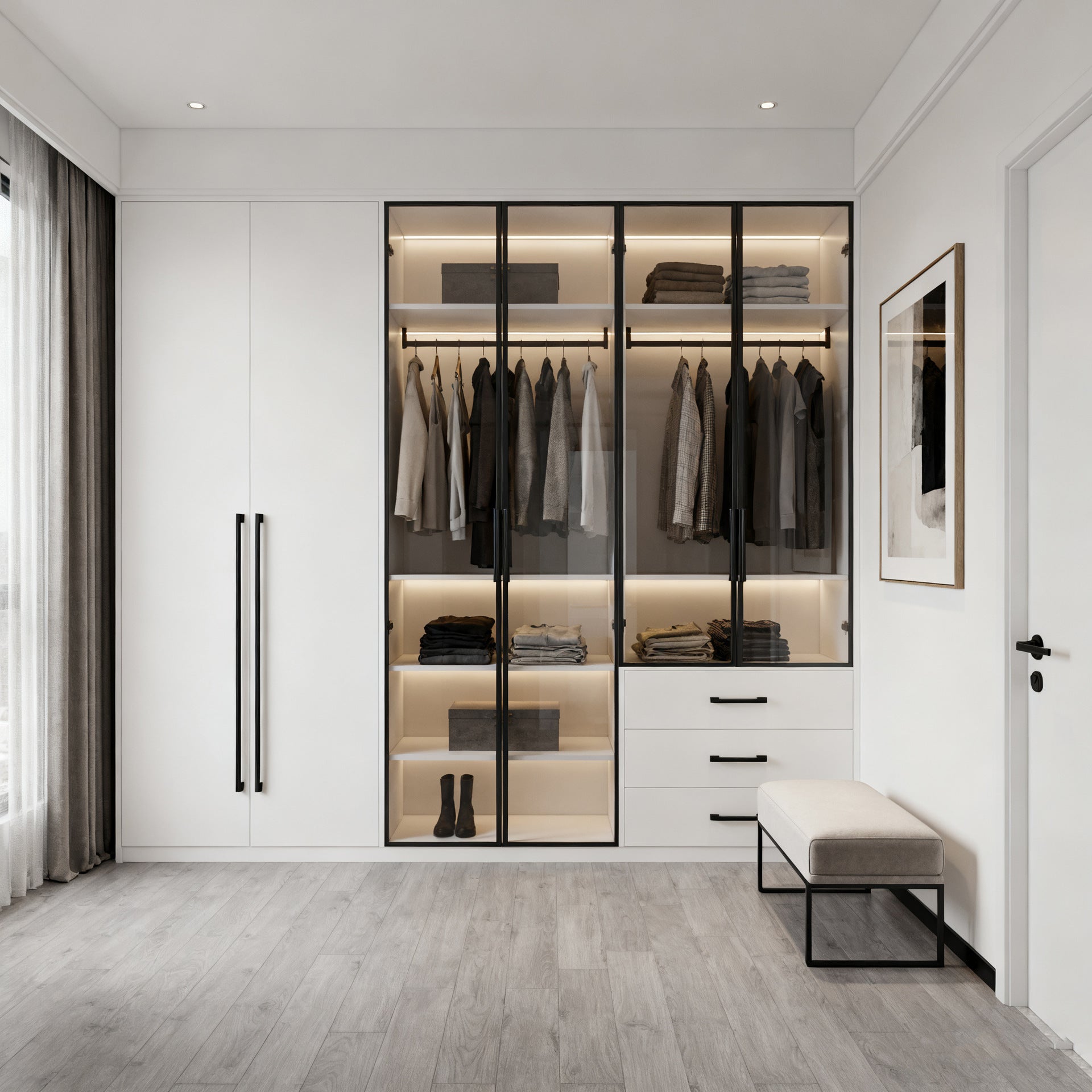 Foshan Guangzhou Whole House Custom Aluminum Alloy Home Bedroom Cloakroom Wardrobe Modern Minimalist Light Luxury Source Factory