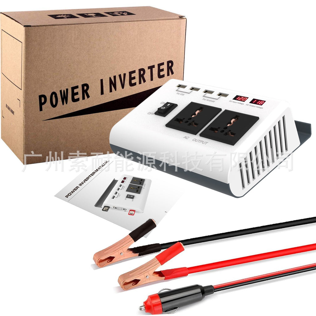 New Car Inverter300W 12V Turn110V 4USB Dual Voltage Display car inverter