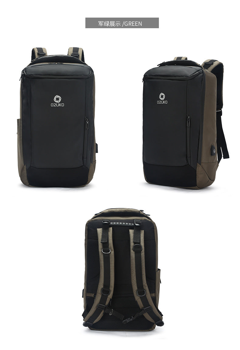 ozuko New business backpack for men, outdoor multifunctional travel bag, waterproof1715-inch Laptop Backpack