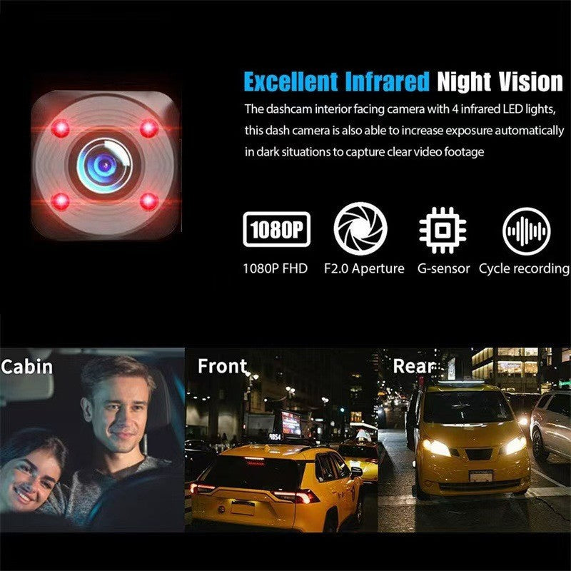 Hd1080P Driving Recorder with Three Lenses and Rearview Camera for Mobile Phone WIFI Car DVR