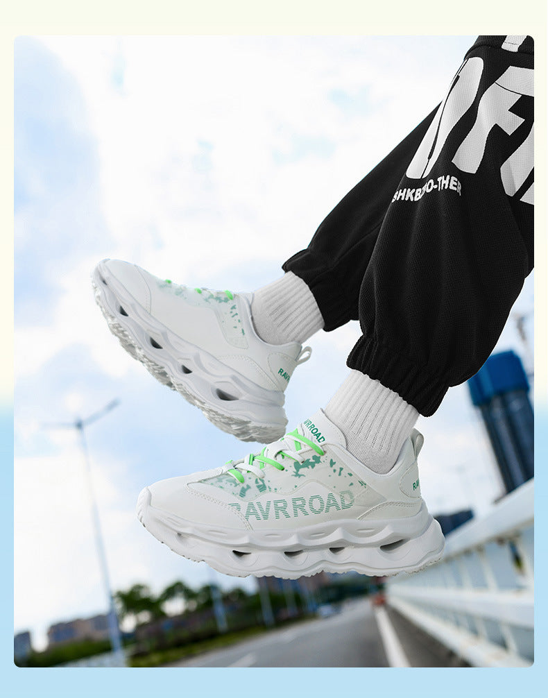 2025New Year's New Rebound Shock Absorption Sports Shoes Men's Fashion Retro Leather Dad Shoes Comfortable Wear-Resistant Running Shoes