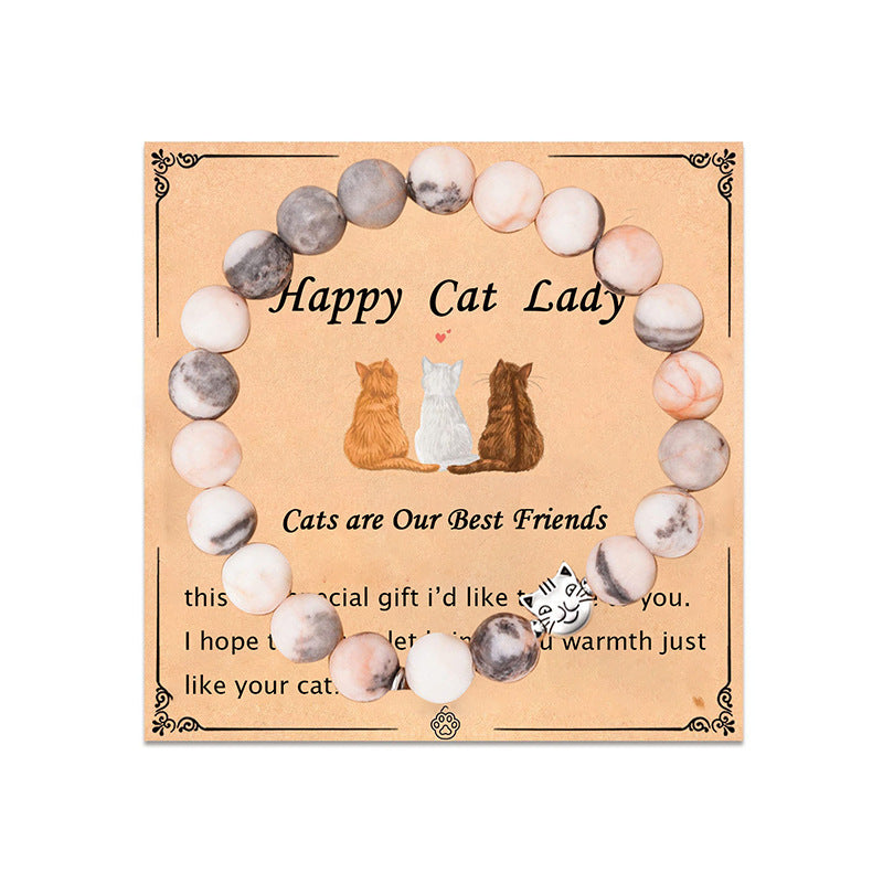 New Couple Bracelet for Women Obsidian Jewelry Versatile High-end Natural Stone Accessories Men's Cat Head Bracelet