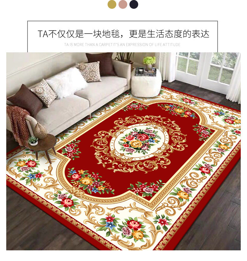 Crystal Velvet Carpet Full Coverage Chinese Style Living Room Sofa Coffee Table Rug Same Style Bedroom Wear-resistant Non-slip Rug
