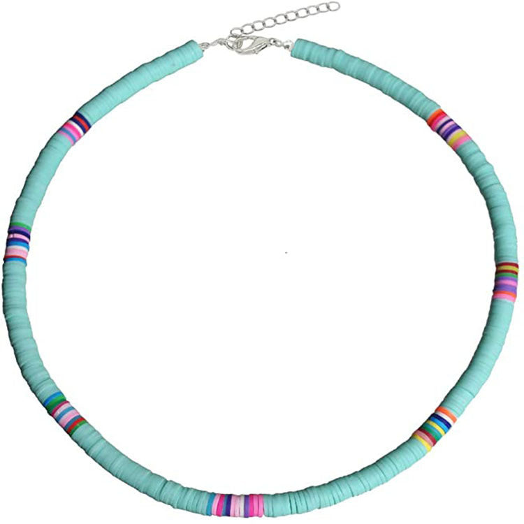 Hawaiian Women's Collarbone Chain6mm Colorful Soft Clay Lobster Clasp Chain Necklace Beach Soft Clay Necklace