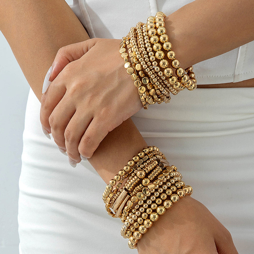 European and American Fashion Accessories Simple and Stylish CCB Beaded Bracelet Bohemian Multi-layer Stacked Bracelets Wholesale